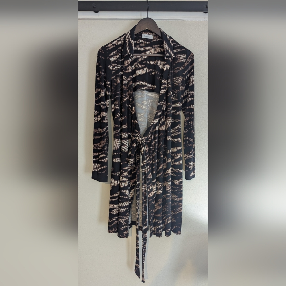 Calvin Klein Black and Cream Patterned Cardigan